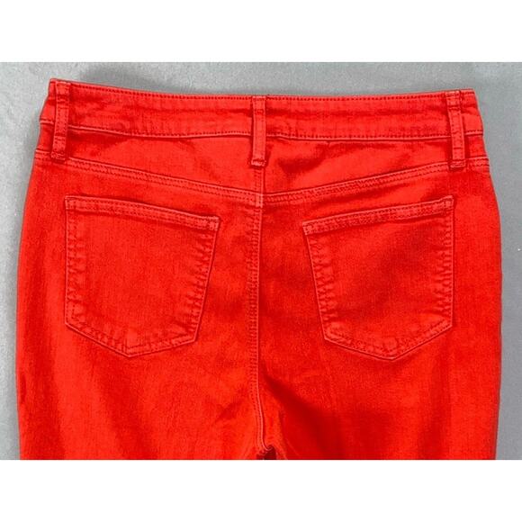 Chico's So Slimming Girlfriend Slim Leg Crop Raw Cuff Stretch Jeans. Red, Size 6 - Picture 4 of 5